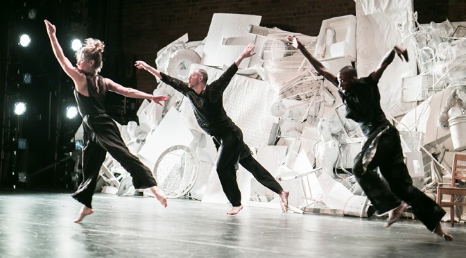 David Dorfman group dancers in mid dance position