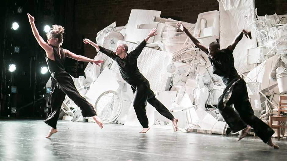 David Dorfman group dancers in mid dance position