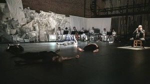 David Dorfman Dance dancers on the ground