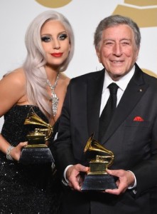 Lady Gaga and Tony Bennett at the 2015 Grammys