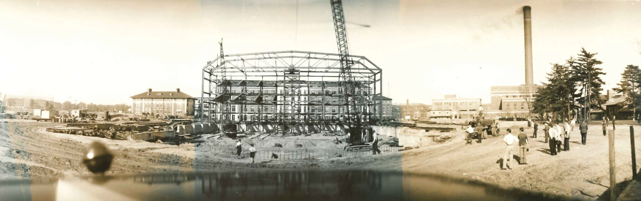 Elliott Hall of Music construction panorama