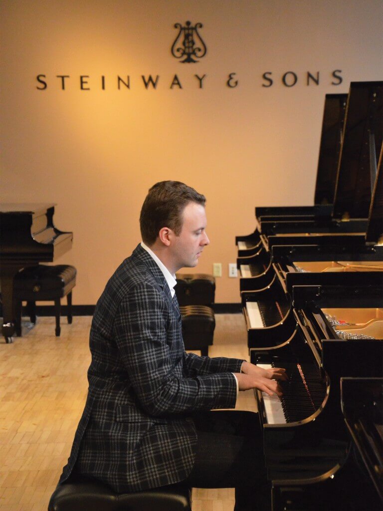 Eric Zuber in the Steinway selection room