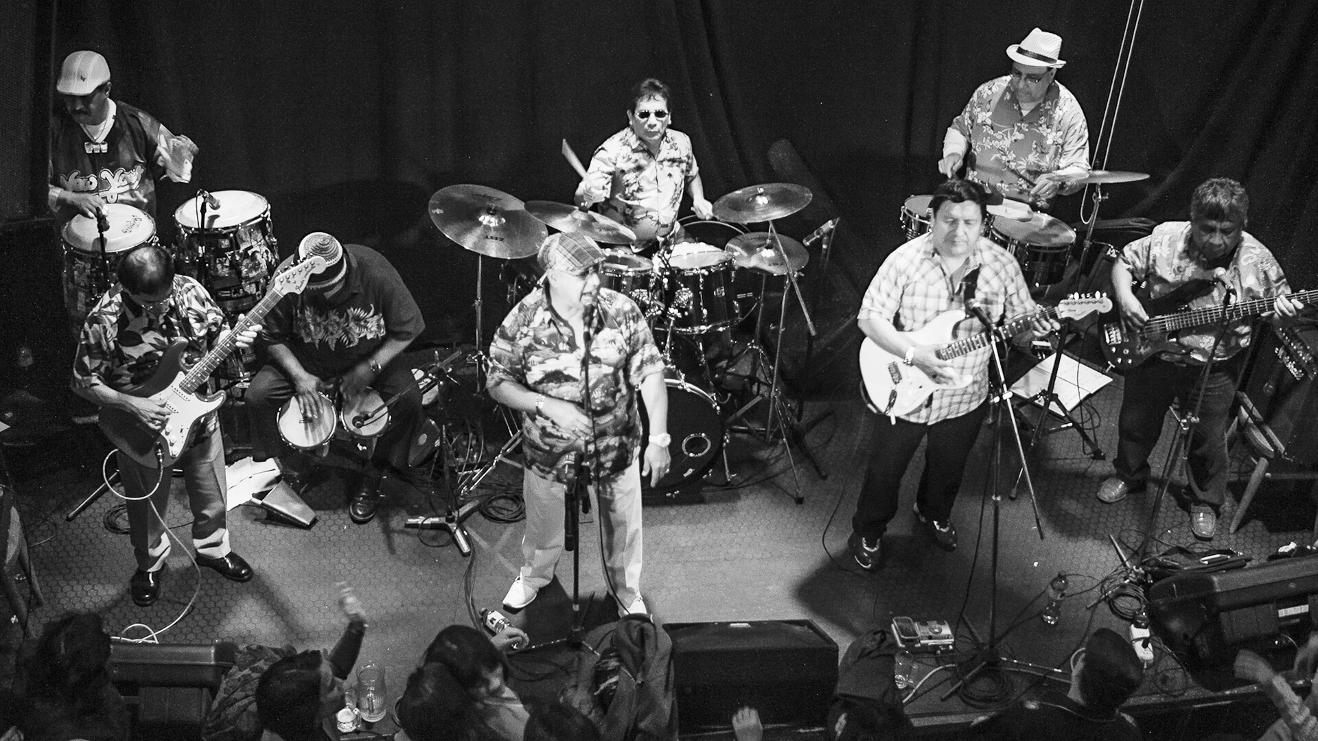 The Cumbia All Stars performing cumbia music onstage