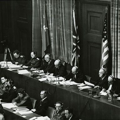 Photo of the judges sitting in Nuremberg