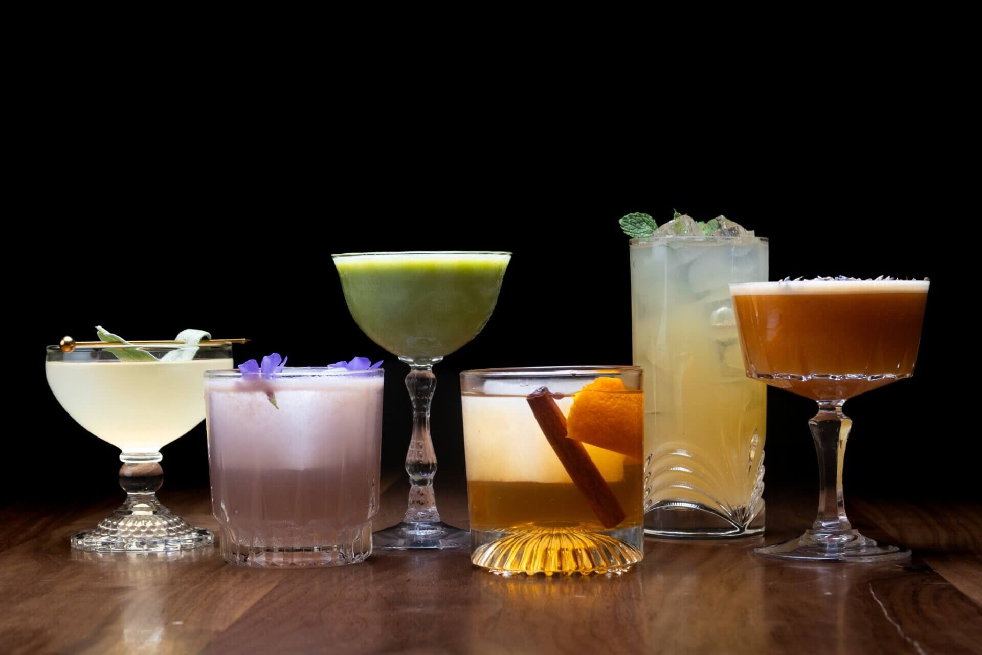 an assortment of signature cocktails