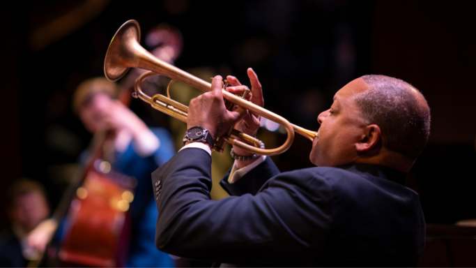 Wynton Marsalis playing trumpet
