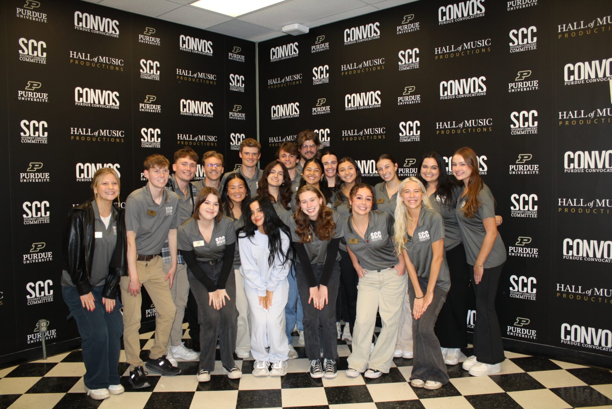 Members of Student Concert Committee backstage with singer Jessie Murph