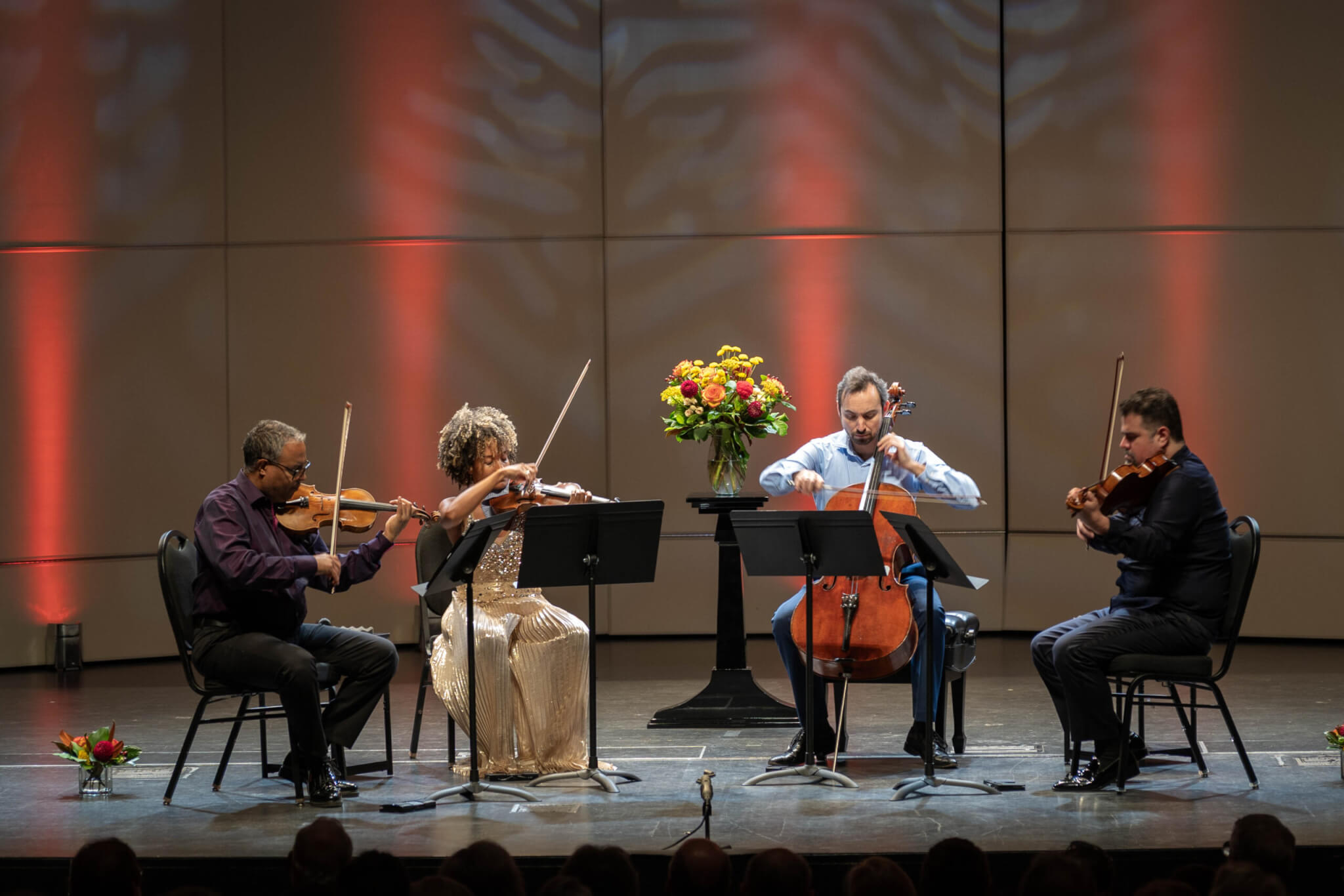 Members of Harlem Quartet Melissa White, Ilmar Gavilán, Jaime Amador, and Felix Umansky