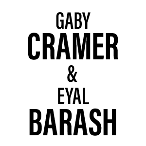 Black text on a light background reads: Gaby Cramer & Eyal Barash, with CRAMER and BARASH in larger, bold letters, evoking the elegant presentation style reminiscent of Scott Silven’s At The Illusionist’s Table.