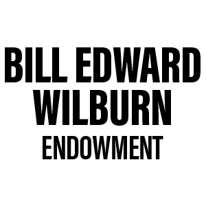 Bold black text on a white background reads BILL EDWARD WILBURN ENDOWMENT, with the first three words in large font and ENDOWMENT below in smaller font—styled with the clarity of a Doktor Kaboom: Under Pressure! poster.